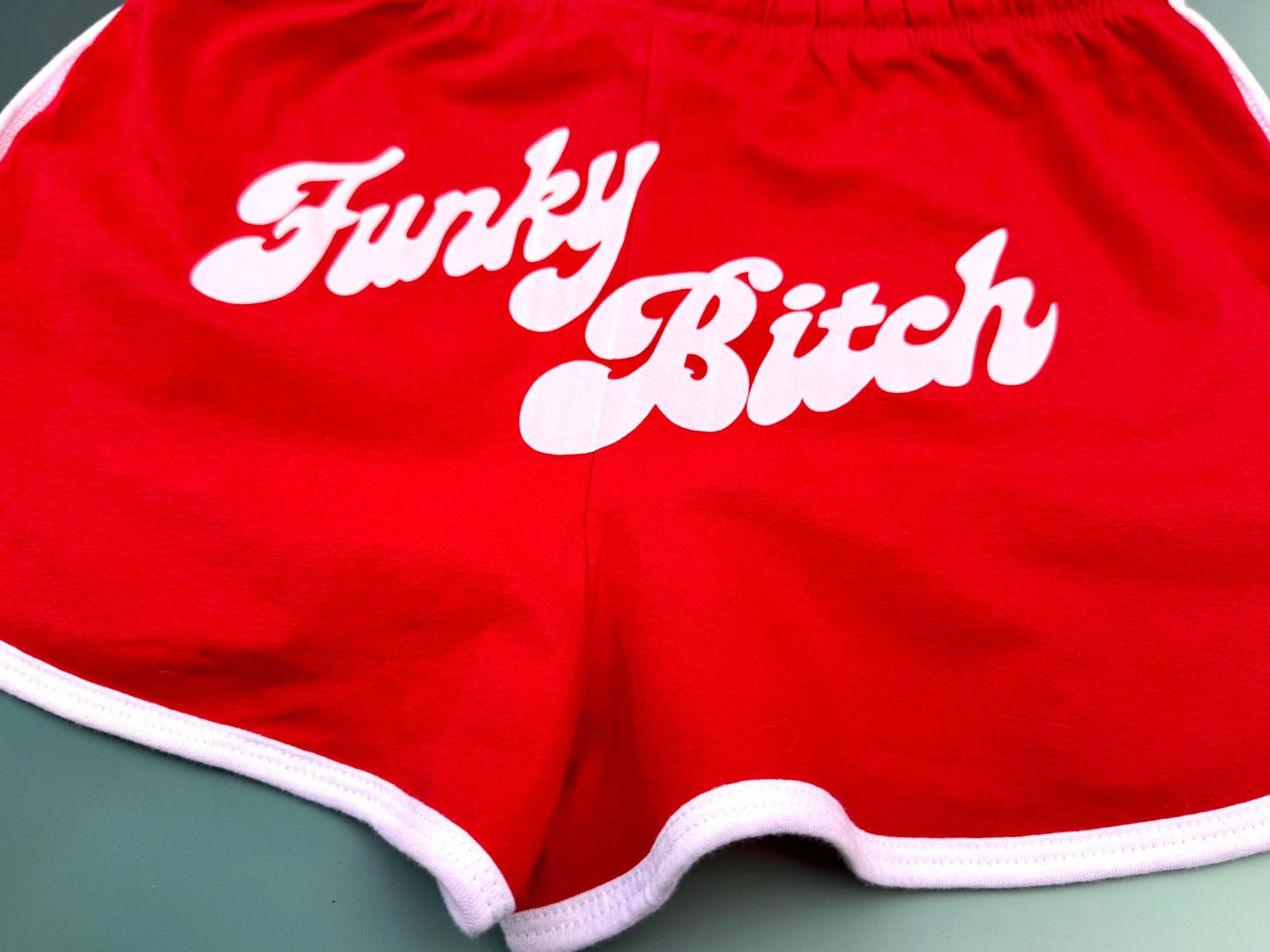 Funky Bitch Crop Hoodie & Shorts Set – Retro Red Two-Piece Festival Fit with Bold Graphic