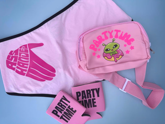 Party Time Pink Drink Cozie | Jam Band Festival Accessory | Beverage Sleeve | Phish Concert Merch | Phan Essentials