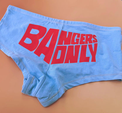 Bangers Only Light Blue Boyshorts | Retro Festival Underwear | Jam Band Merch | Gift for Her, Bachelorette Party, Phish Birthday Gift