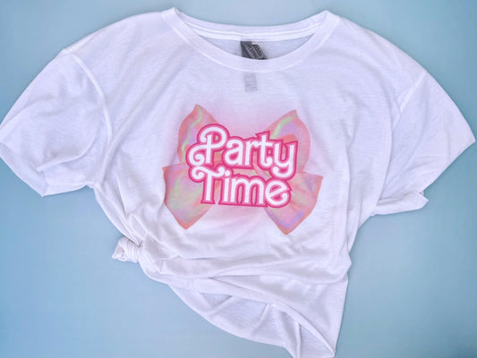 Barbie Party Time White Crop Top | Phish Pham Festival Apparel | Jam Band Merch | Retro Concert Style | Lot Fashion